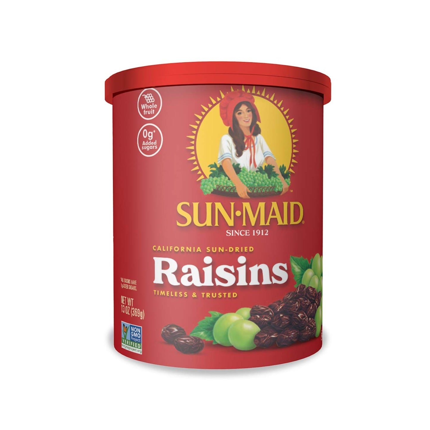 Sun-Maid Natural California Sun Dried Raisins Snack | 13 Ounce Can | Whole Natural Dried Fruit | No Sugar Added | Naturally Gluten Free | Non-GMO