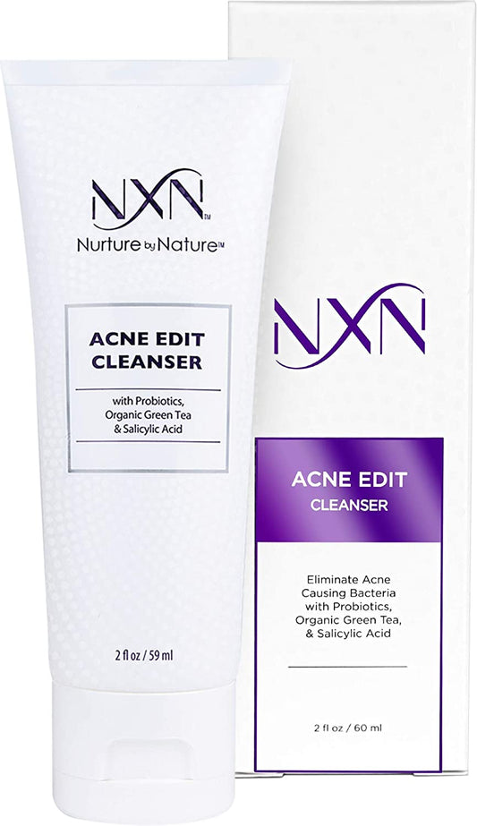 NxN Acne Facial Cleanser - Face Wash with Salicylic Acid, Green Tea & Probiotics to Heal Skin, Prevent Blemishes & Breakouts
