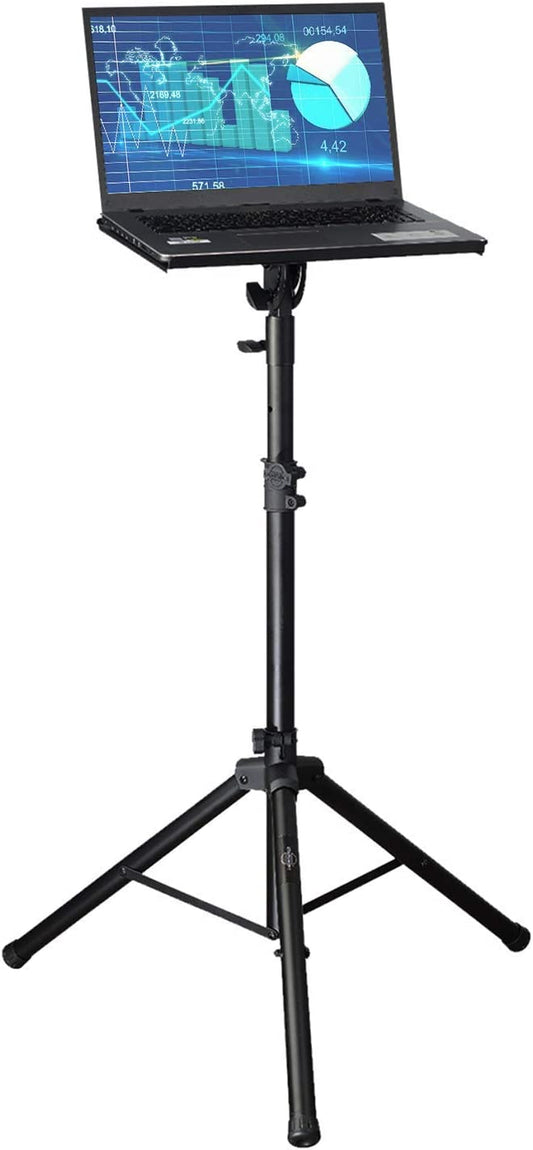Starument Professional Adjustable 32.3” – 52” Laptop DJ Mixer Tripod Stand | Lightweight & Portable 15.3” x 12.2” Tilted Tri-Pod Tray for Processors, Audio Controllers & Tablets | Raised Edges for Protection