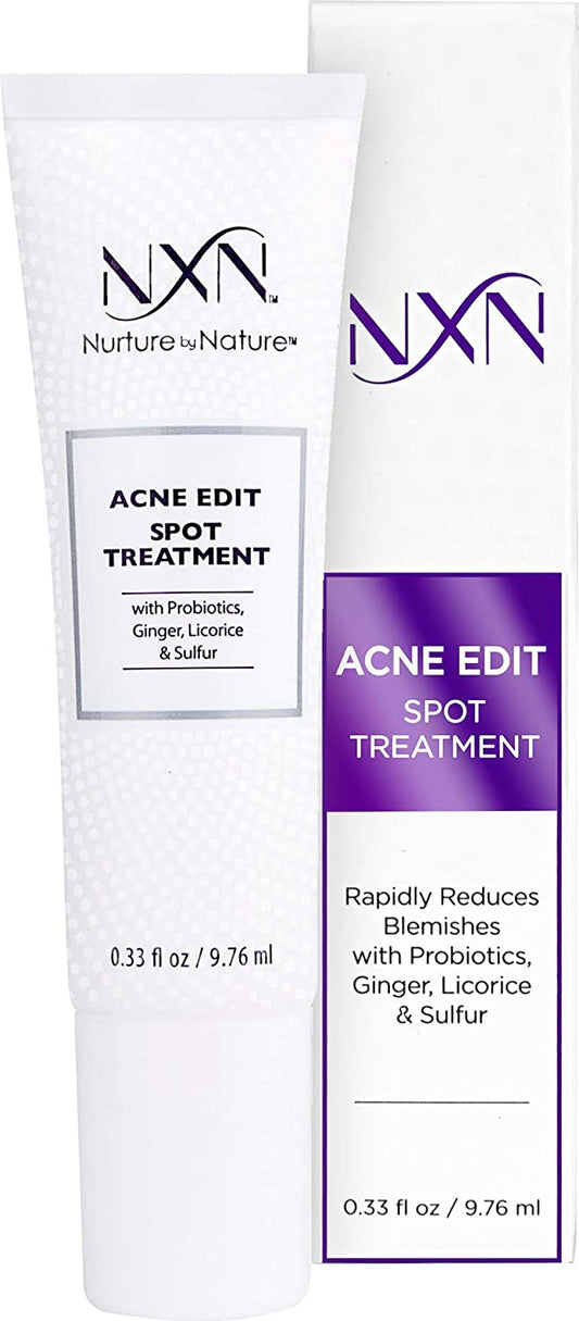 NxN Acne Edit Spot Treatment with Probiotics, Licorice Root, Ginger and Colloidal Sulfur, to rapidly reduce acne blemish size