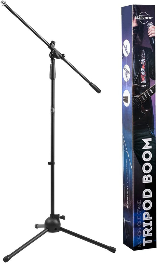 Starument Tripod Boom Microphone Stand | Perfect for Professional and Aspiring Musicians, Stage Performances, Home Studio Recordings | Lightweight, Robust Professional Microphone Stand | Mic Clip Incl