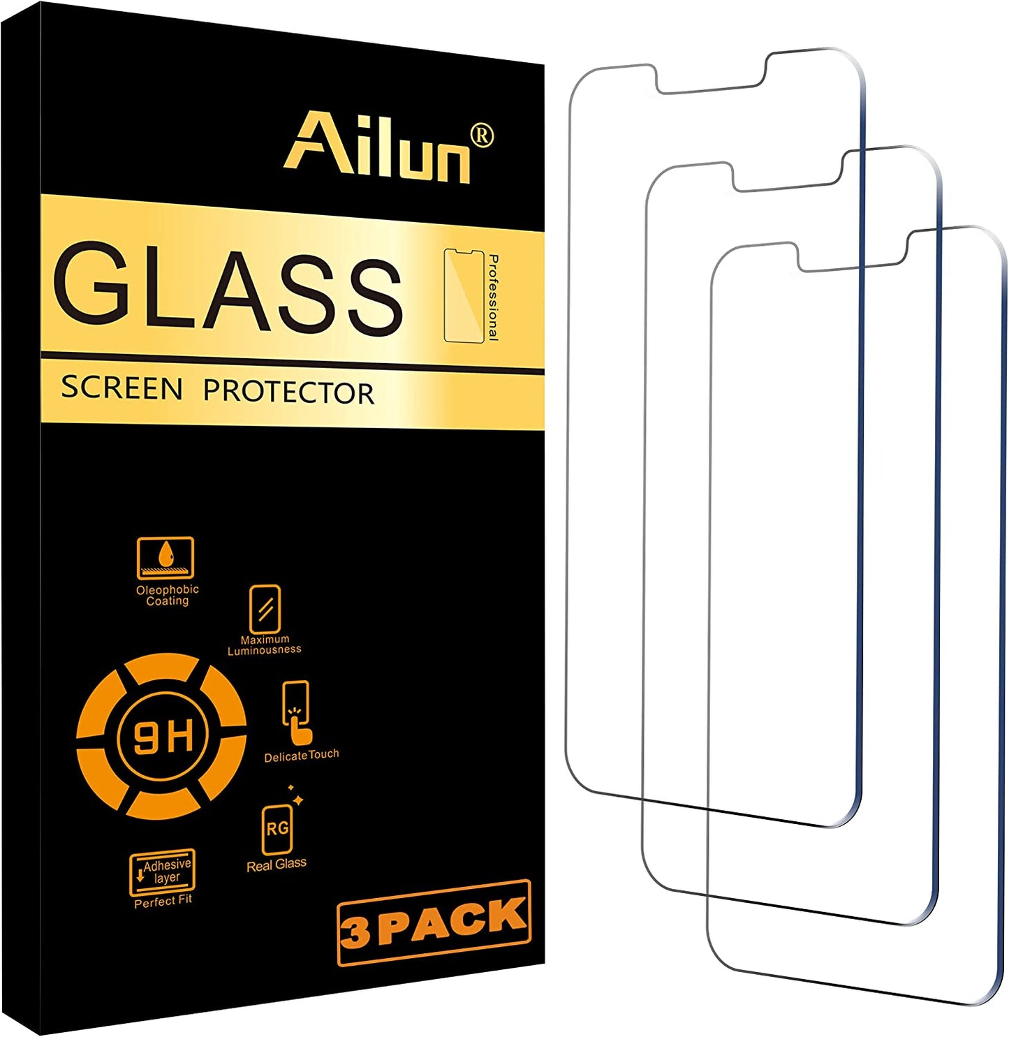 Ailun Glass Screen Protector Compatible for iPhone 13/13 Pro [6.1 Inch] Display 3 Pack Tempered Glass,Case Friendly