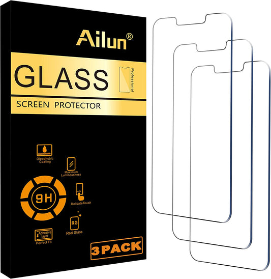 Ailun Glass Screen Protector Compatible for iPhone 13/13 Pro [6.1 Inch] Display 3 Pack Tempered Glass,Case Friendly