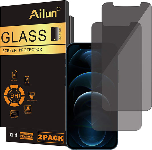 Ailun Privacy Screen Protector Compatible for iPhone 12 pro Max 2020 6.7 Inch 2 Pack Anti Spy Private Case Friendly,Tempered Glass [Black]