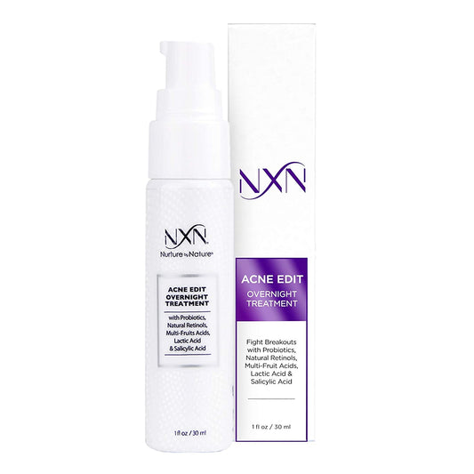 NxN Acne Edit Overnight Treatment Cream with Glycolic, Salicylic, Lactic Acids & Probiotics to Clear Breakouts & Calm Redness - for Men, Women, Teens