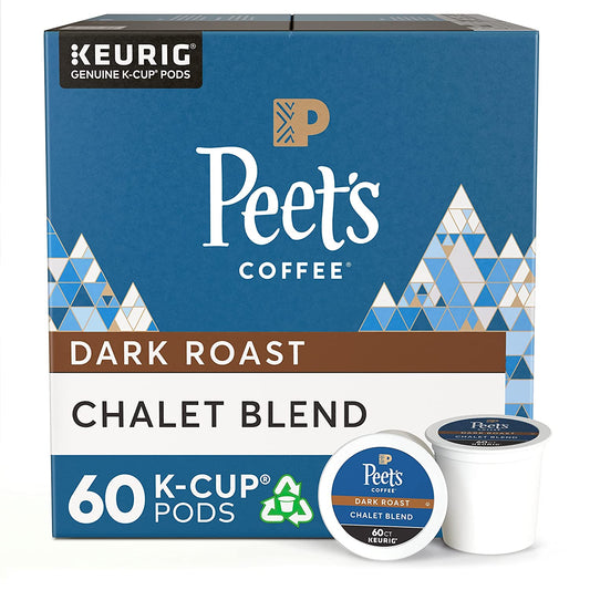 Peet's Coffee Dark Roast K-Cup Pods for Keurig Brewers - Chalet Blend 60 Count (1 Box of 60 K-Cup Pods)