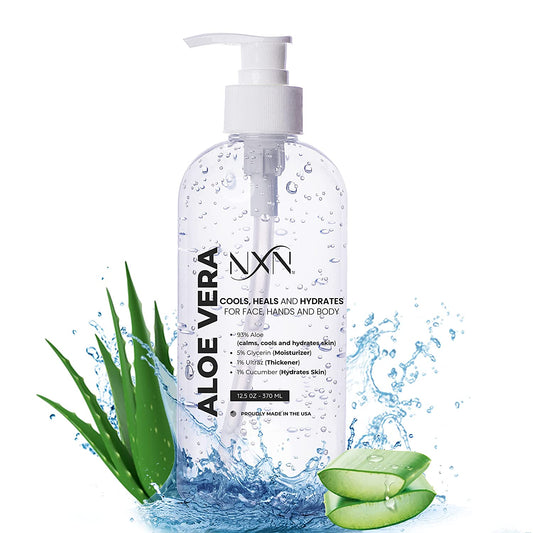 NxN Natural Aloe Vera Gel, Protection from Sun and After Sun Care, Heals Hydrates And Moisturizes, For Face, Hands, Body, Helps with Irritated and Dry Skin, Bug Bites, Cools, 93% Aloe, Made in USA