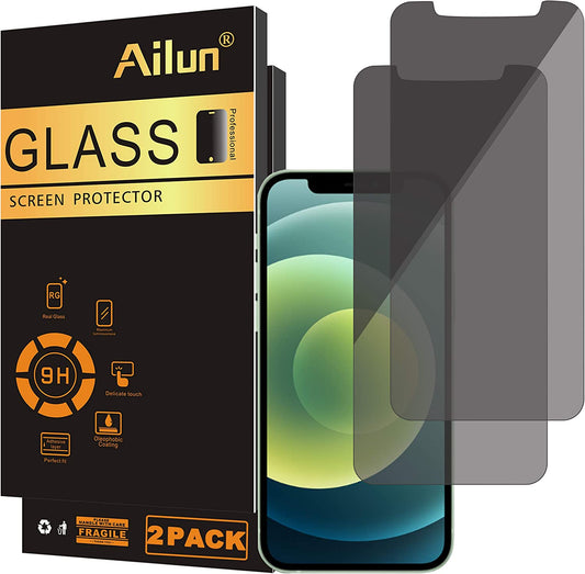 Ailun Privacy Screen Protector Compatible for iPhone 12/iPhone 12 pro 2020 6.1 Inch 2 Pack Anti Spy Private Case Friendly,Tempered Glass [Black]