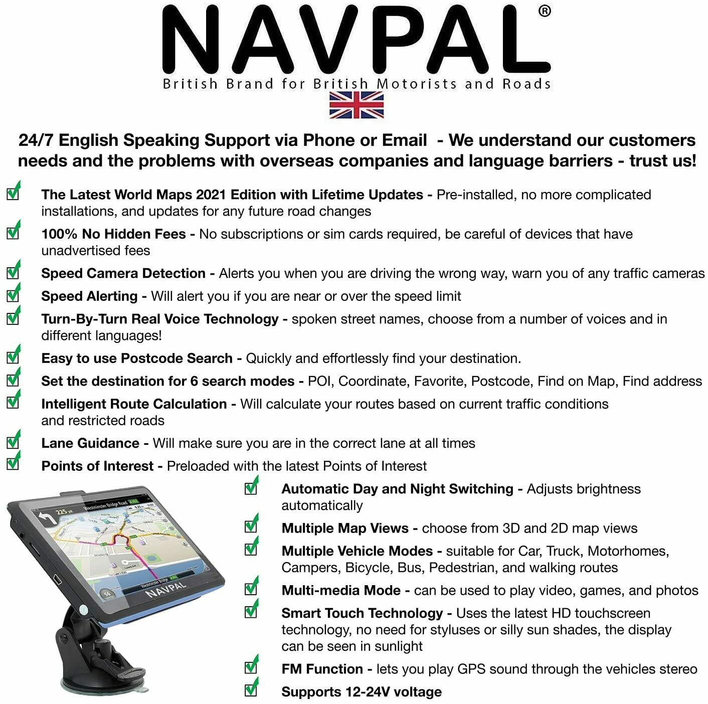 NAVPAL SLIM GPS SAT NAV (7 INCH) UK EUROPE EDITION 2022